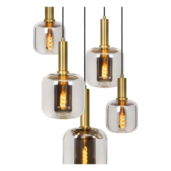 Suspension Lucide Joanet 5xE27 66cm,fumé – Image 6