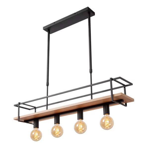 Suspension barre Lucide Milonga 4xE27 100cm,noir – Image 7