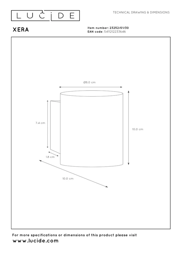 Applique Lucide murale rond Xera 1xG9,noir – Image 9