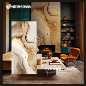 Plaque murale PVC DY2436 122x280cm,marbre foncé doré
