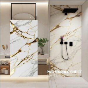 Plaque murale PVC DY2432 122x280cm,marbre doré