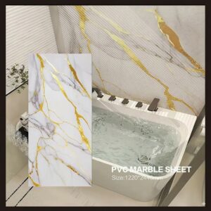 Plaque murale PVC DY2433 122x280cm,marbre blanc doré