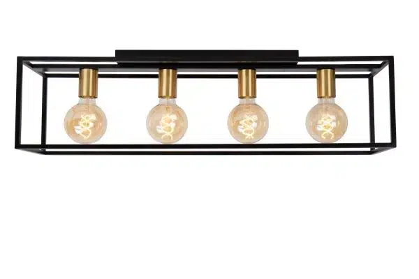 Plafonnier rectangulaire Lucide Ruben 4xE27 80cm,noir