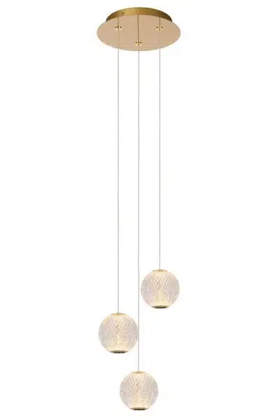 Suspension Lucide dim Cintra 3x4.7w (2700k) 25cm,transparent