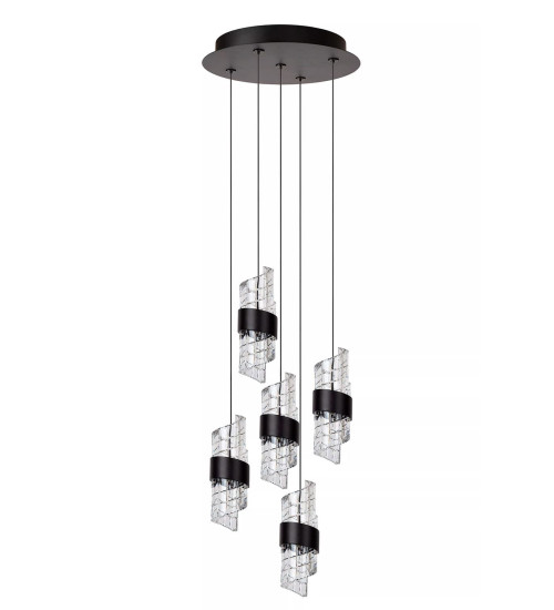 Suspension Lucide dim Kligande 5x8w (2700k) 30cm,noir