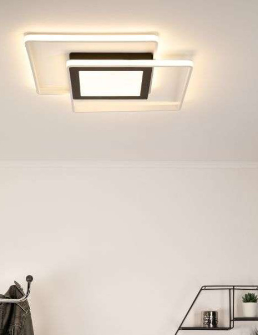 Plafonnier Keria Lines carré 40w (3000k) 44cm,noir/blanc