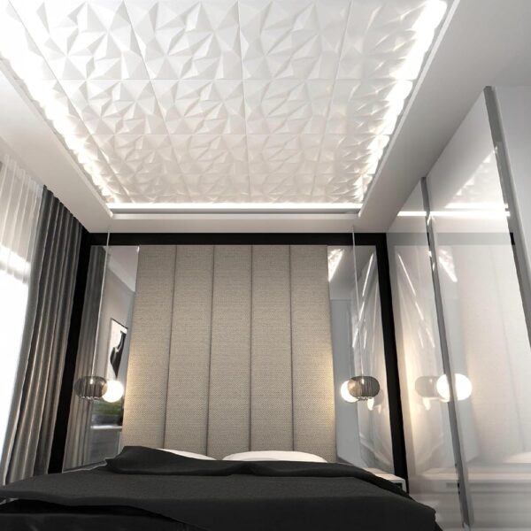 Plaque murale PVC 3D D094 50x50cm lot de 4,blanc