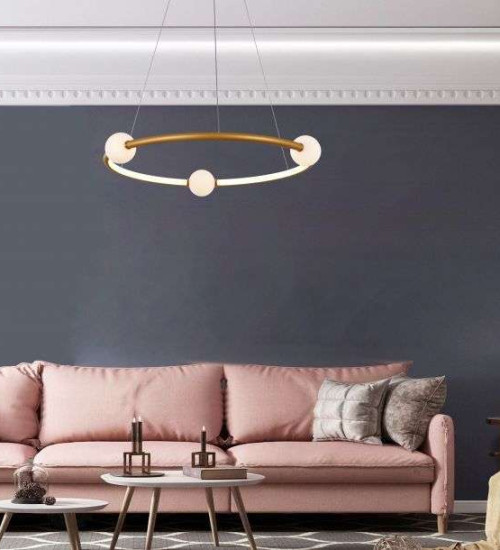 Suspension Keria Arty 36w (3000k) 64cm,rose/doré