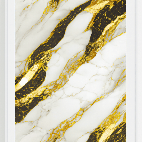 Plaque murale PVC HH24917 122x280cm,marbre noir blanc doré