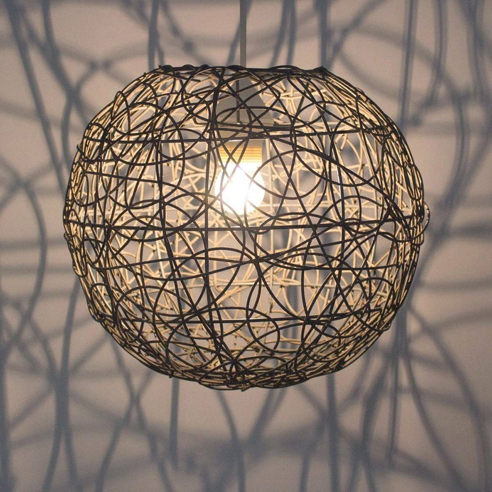 Suspension MURIA Grise en Rotin