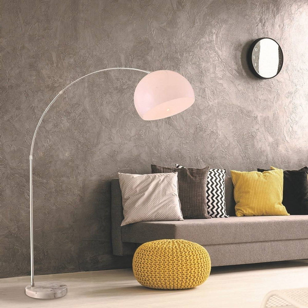 Lampadaire Arc Slovat Blanc et Argenté en Métal et Marbre