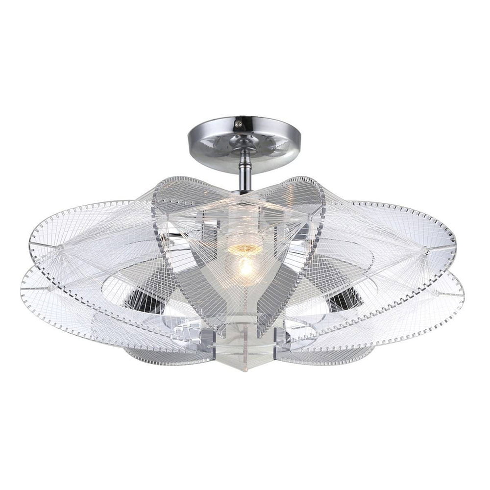 Plafonnier Design Filaire SEPIA Argentée en Acrylique et Fils de Nylon