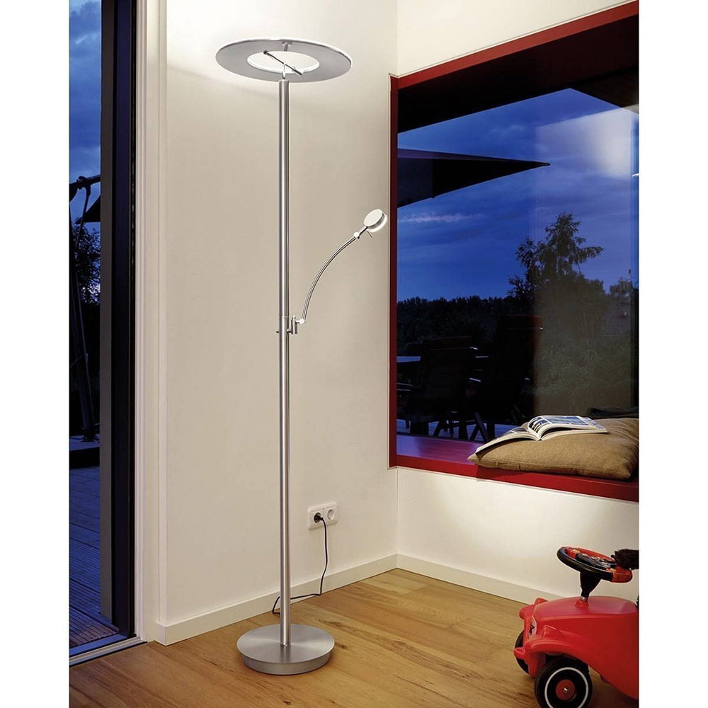 Lampadaire Liseuse LED Dimmable RING Argenté en Métal