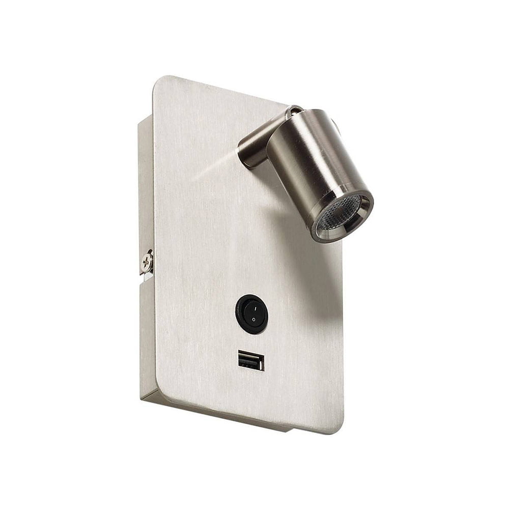 Applique Murale Liseuse LED USB READER Argentée en Métal