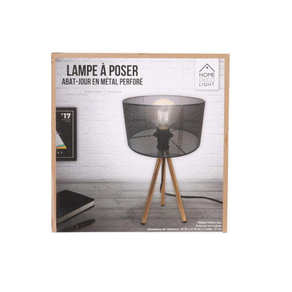 Lampe à Poser Trépied Gris Perforé M4