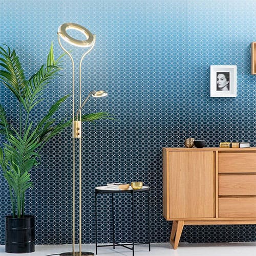 Lampadaire liseuse OREO en métal laiton antique et verre