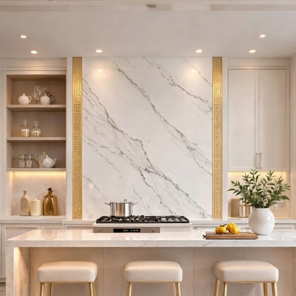 Plaque murale PVC LJ50003T 122x280cm,marbre blanc