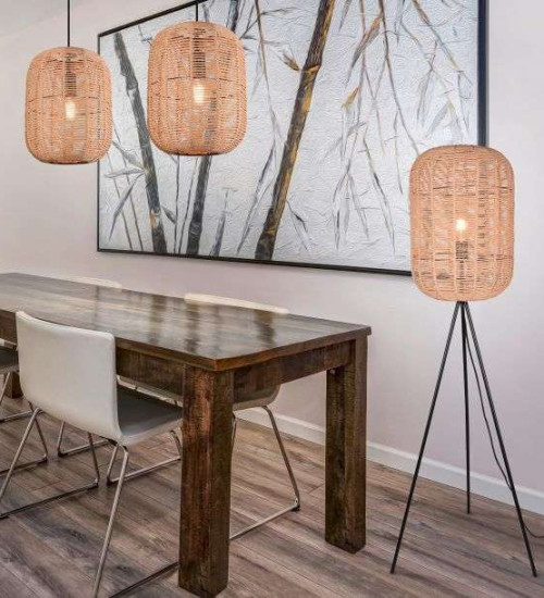 Lampadaire Trio Runa 1xE27 H150cm,naturel