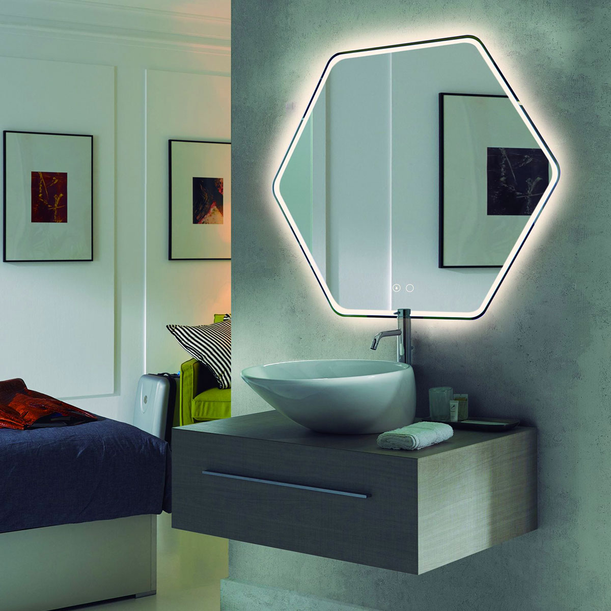 Miroir led Focco Colette 12w+15w 790x700mm (4000k) IP44