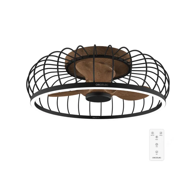 Ventilo Cecotec 3P Aero5250 Roundlight 22w CCT 66c,bois/noir