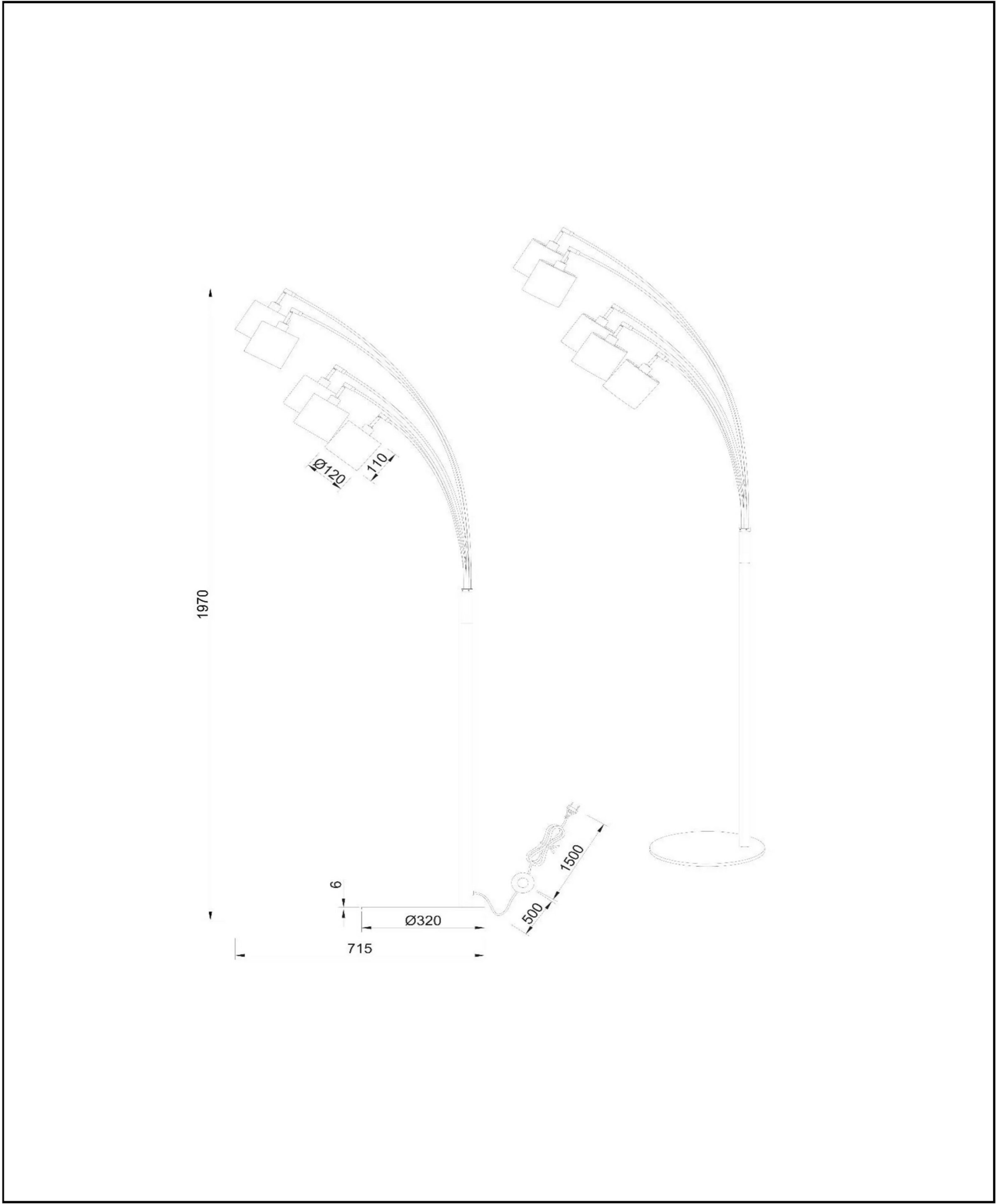 RANKOS - Lampadaire - 5xE14 - Noir – Image 4