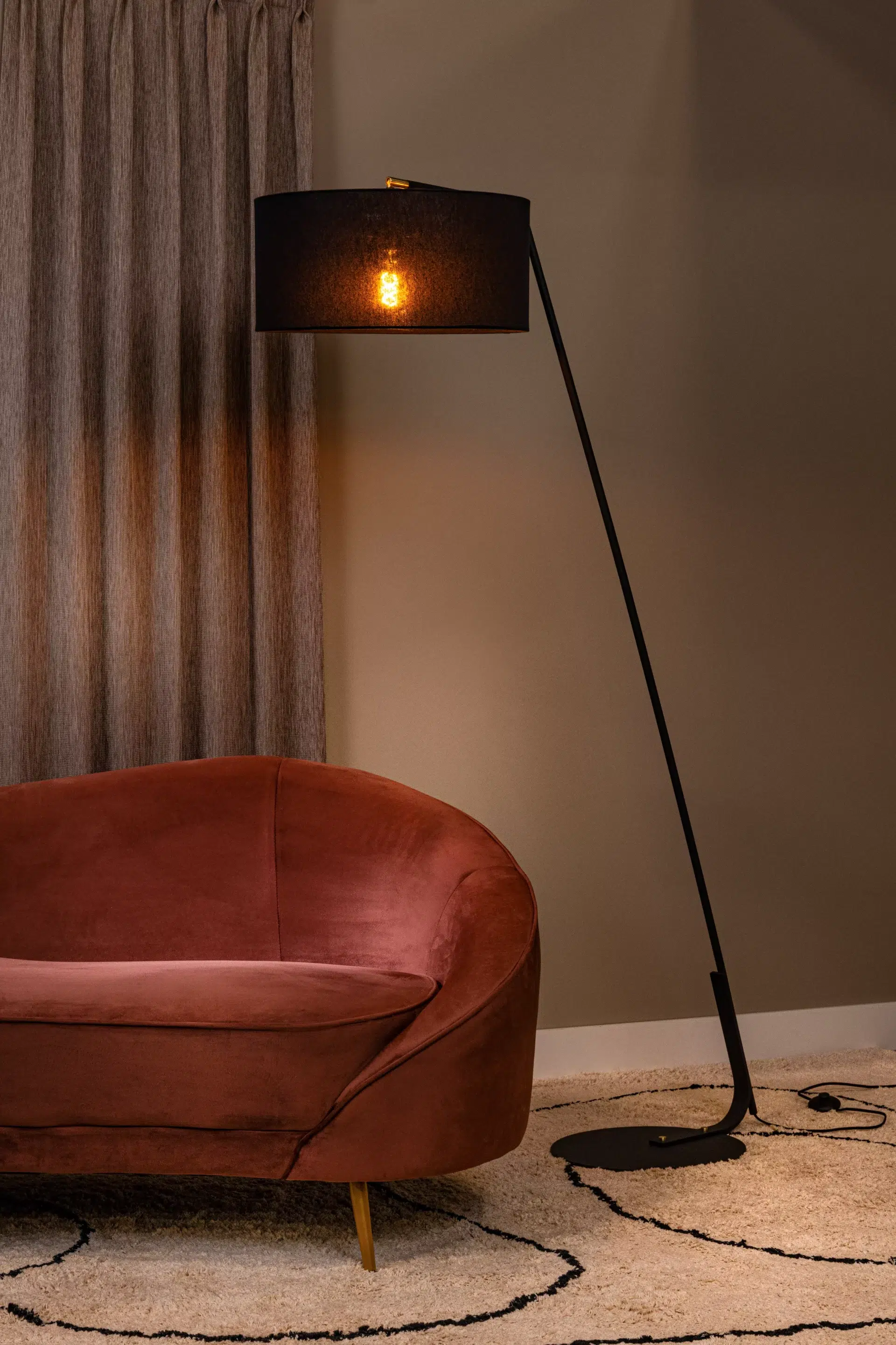 KELSO - Lampadaire - 1xE27 - Noir