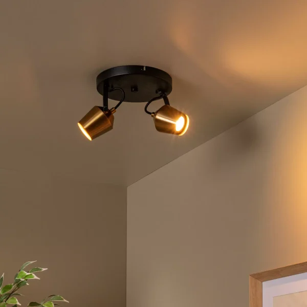 EMILE - Spot plafond - Ø 20 cm - 2xGU10 - Or Mat / Laiton