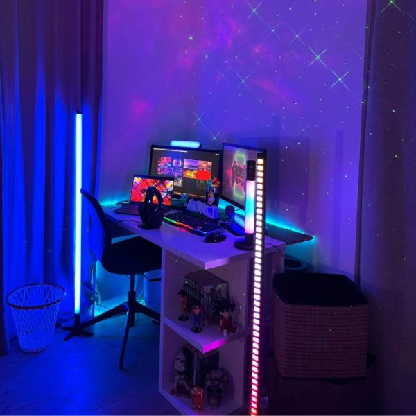 Lampadaire LED RVB Digital 120cm, Synchronisation sonore, filaire USB