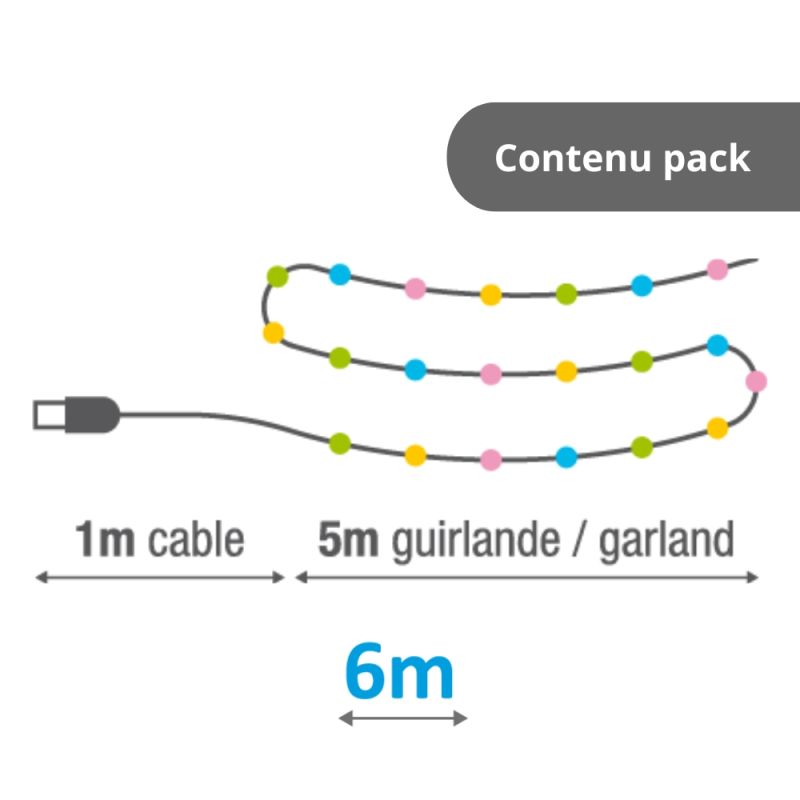 Guirlande connectée LED RVB USB 6m Synchronisation musicale – Image 8